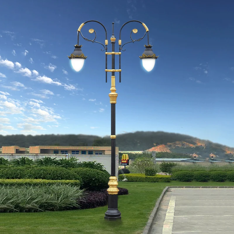 Cast Aluminum Industrial Design Outdoor Decoration Classical Antique Vintage Garden Lamp Post Street Light Fluted Pole