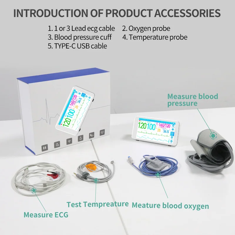 Portable 3 channel ECG holter ecg device machine blood pressure monitor with analyzer Clinical Analytical Instruments