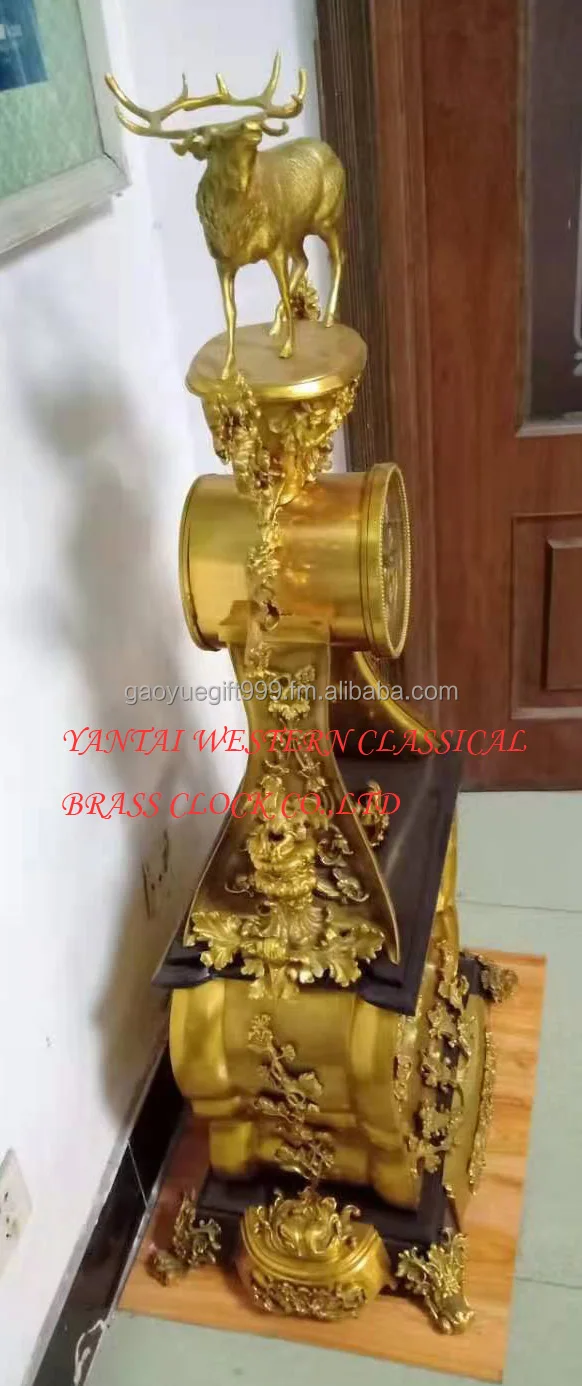 western classical brass clock  auspicious deer decorative clock  bronze clock