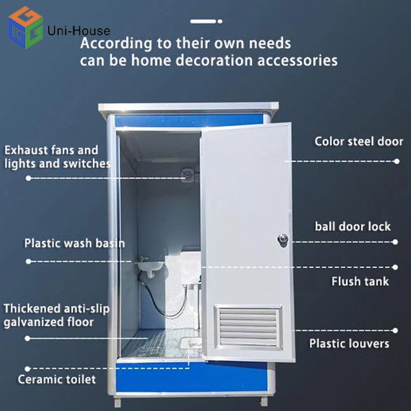 Low Price Portable Luxury  Outdoor Vip Toilet Portable Mobile Wc Portable Public Toilet Cabin For Sale Construction Site
