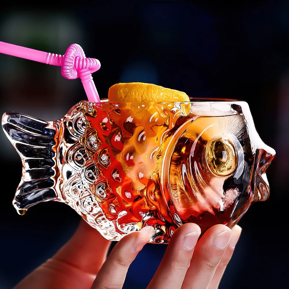 Fancy Bar Drinking Glassware Ornament Glass Cup Creative Fish Shaped Cocktail Glasses