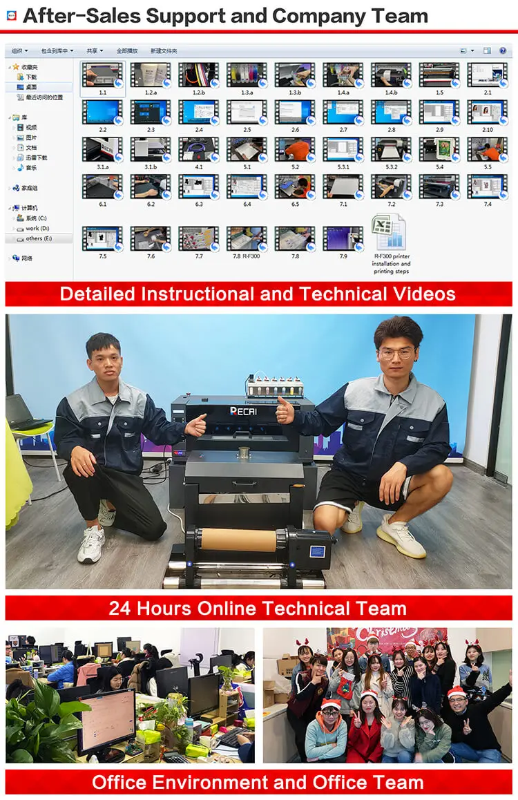 Hot selling RECAI 30cm Textile CMYK White Lc Lm Ink DTF Transfer Printer for T shirt Hat Shoes