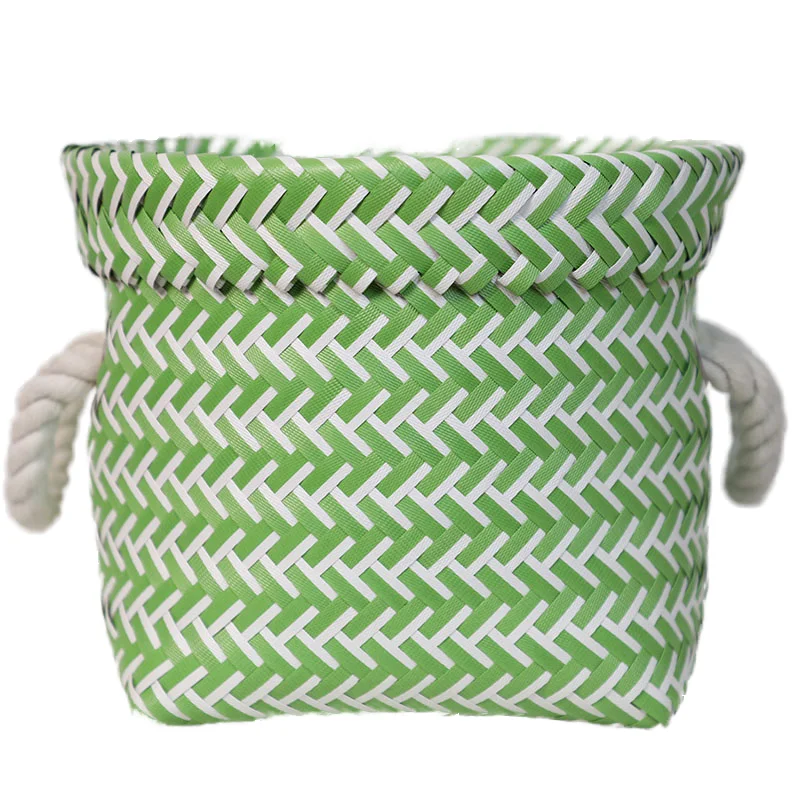100% handmade promotion shiny pp plastic straps woven storage baskets