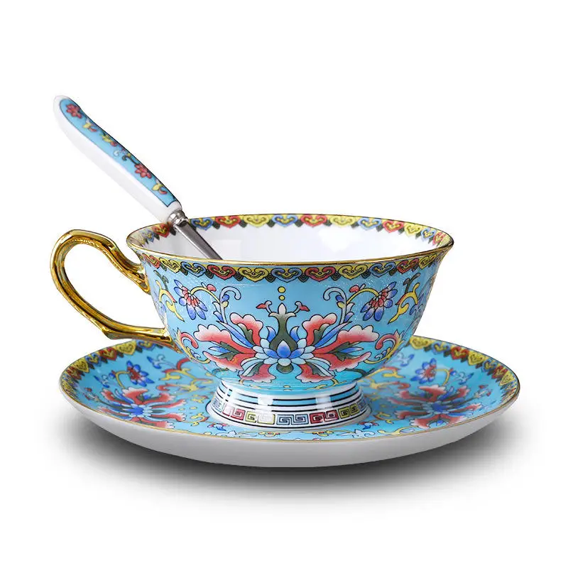 European style wholesale factory christmas mug ceramic porcelain cup and saucer ceramic coffee mug cup with cup holder