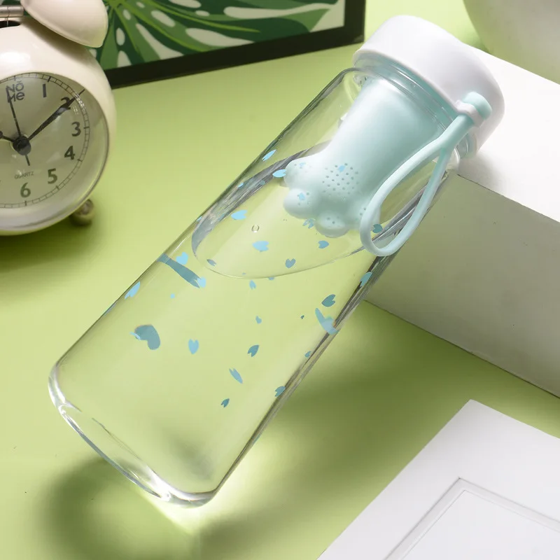 New design plastic bottle with silicone tea compartment strainer infuser reusable cup clear custom bpa free sport water bottle
