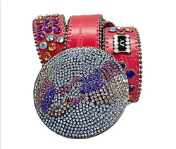 Rhinestone belt customized logo for women and men waist suitable