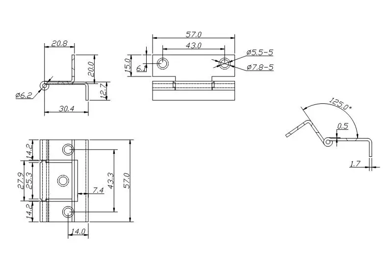 125 Degree Overlay door furniture hardware hinge