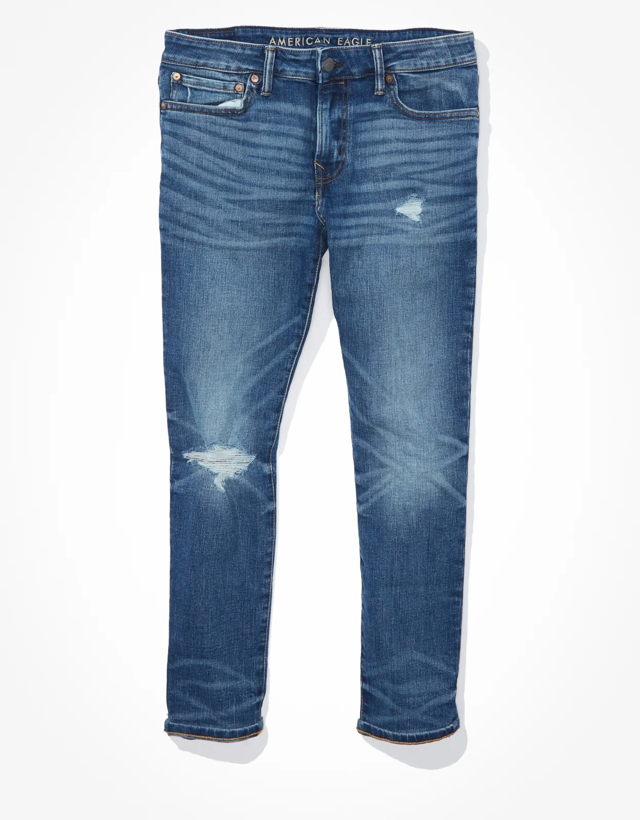 Wholesales Jeans Men Casual Mid Waist Men Denim Jeans Straight Leg Ripped Effect Jeans For Men