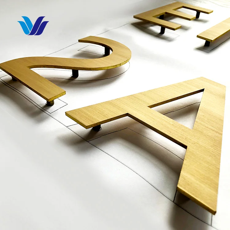 Hongsen Led Signage Outdoor Custom 3D Illuminated Gold Brass Letter Sign