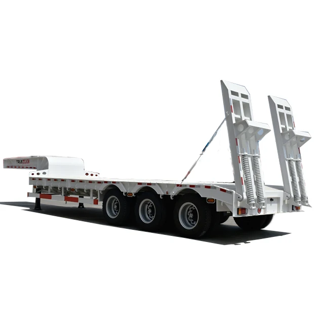 China Manufacture heavy duty 3 axle 60ton low bed truck trailer