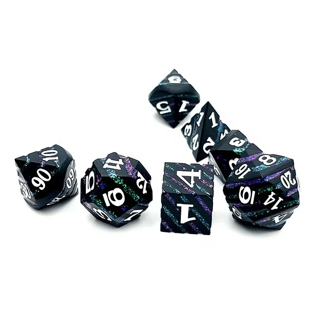 Игровые кости наборы костей Dnd многогранные под заказ металлические цветные упаковка логотип клиента цинковый сплав литье