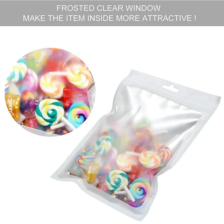 
17 Sizes Matte White Mylar Zipper Bags Aluminum Foil Food Storage Bags with Clear Window for Craft Jewelry Necklace Earrings Pac 