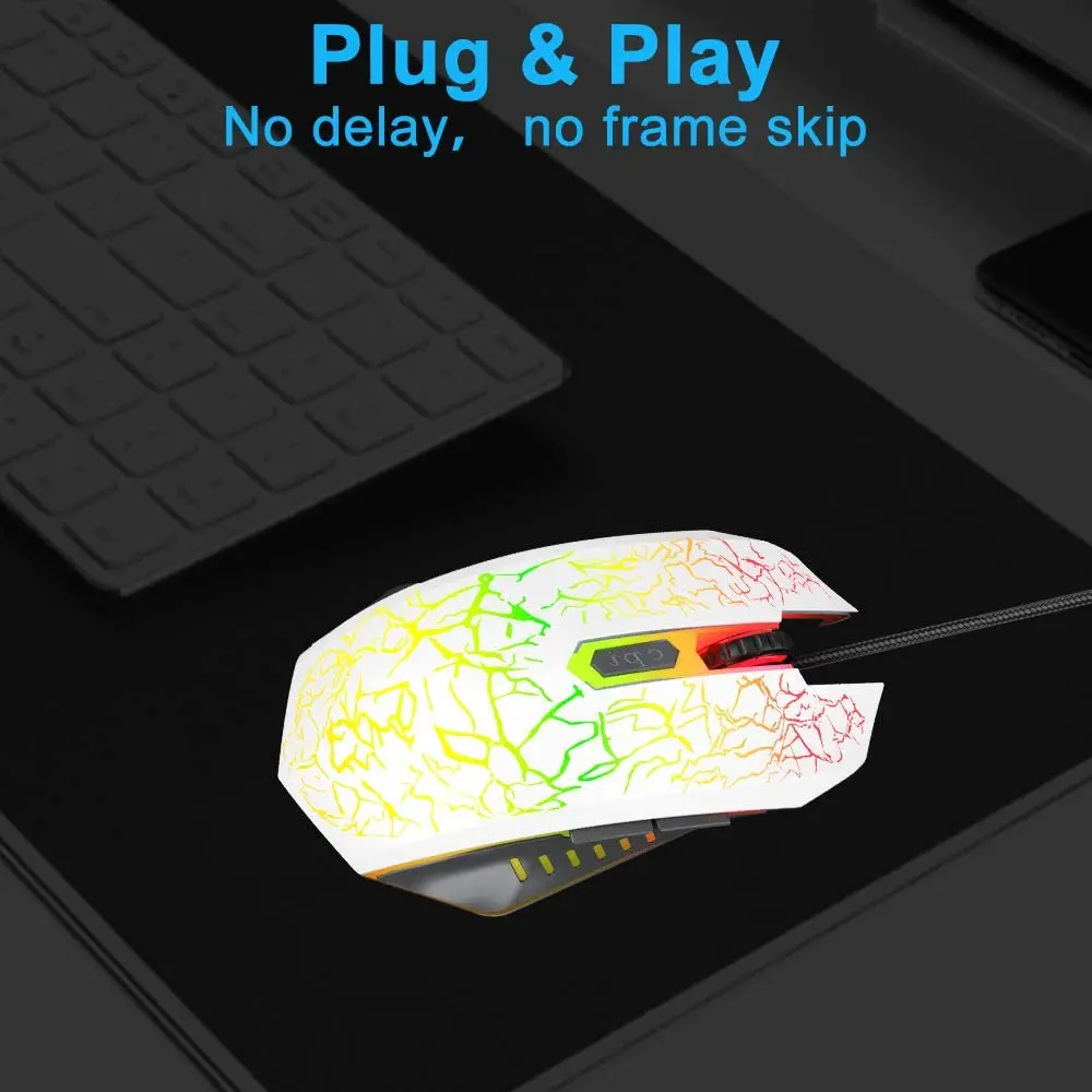 
Wired 7 Colors Breathing LED Light Up Custom 6D Gaming Mouse 