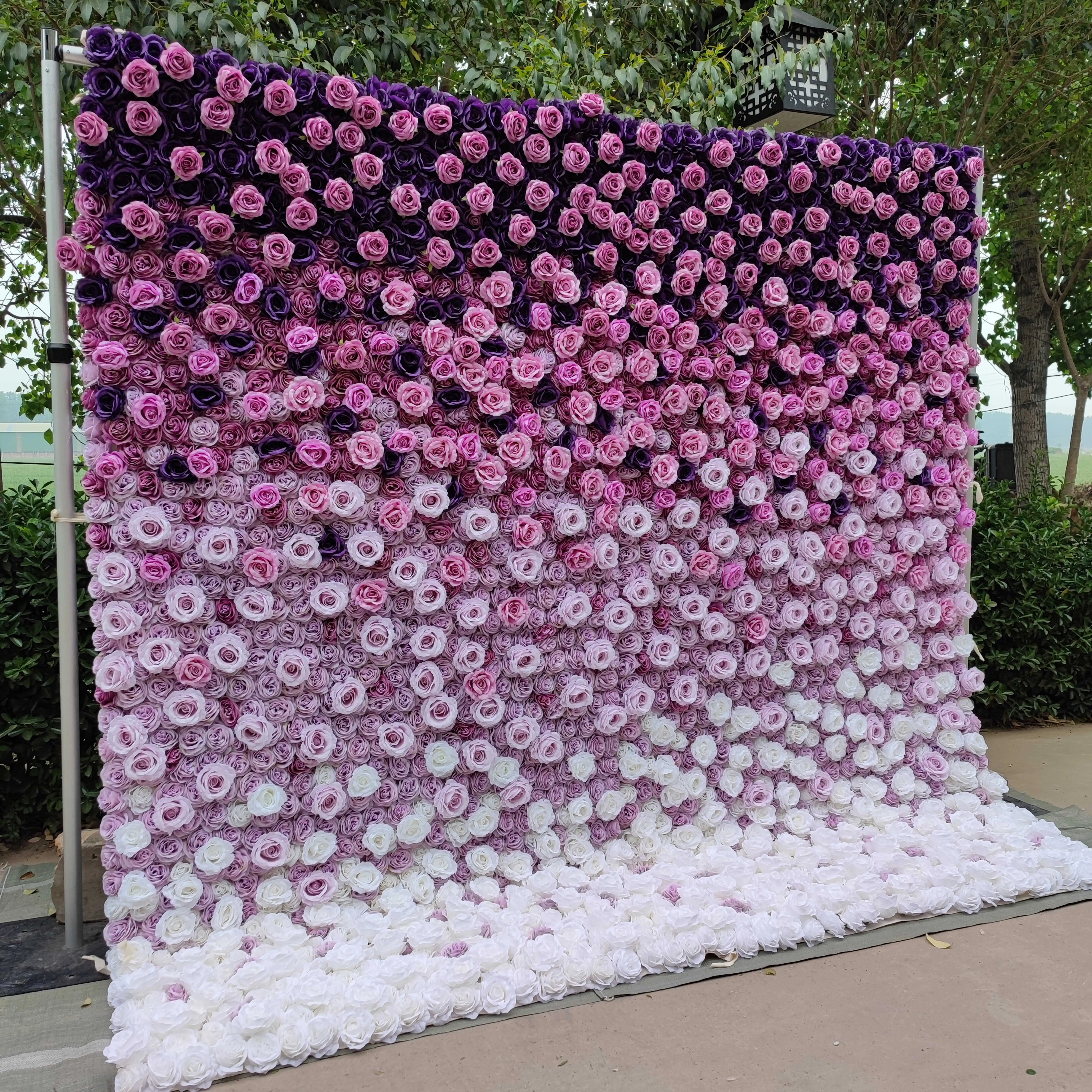 DKB  Custom 3D Cloth Flowerwall Wedding Artificial Silk Rose Flower Wall Panel Backdrop Artificial Flower Decorative Flowers For