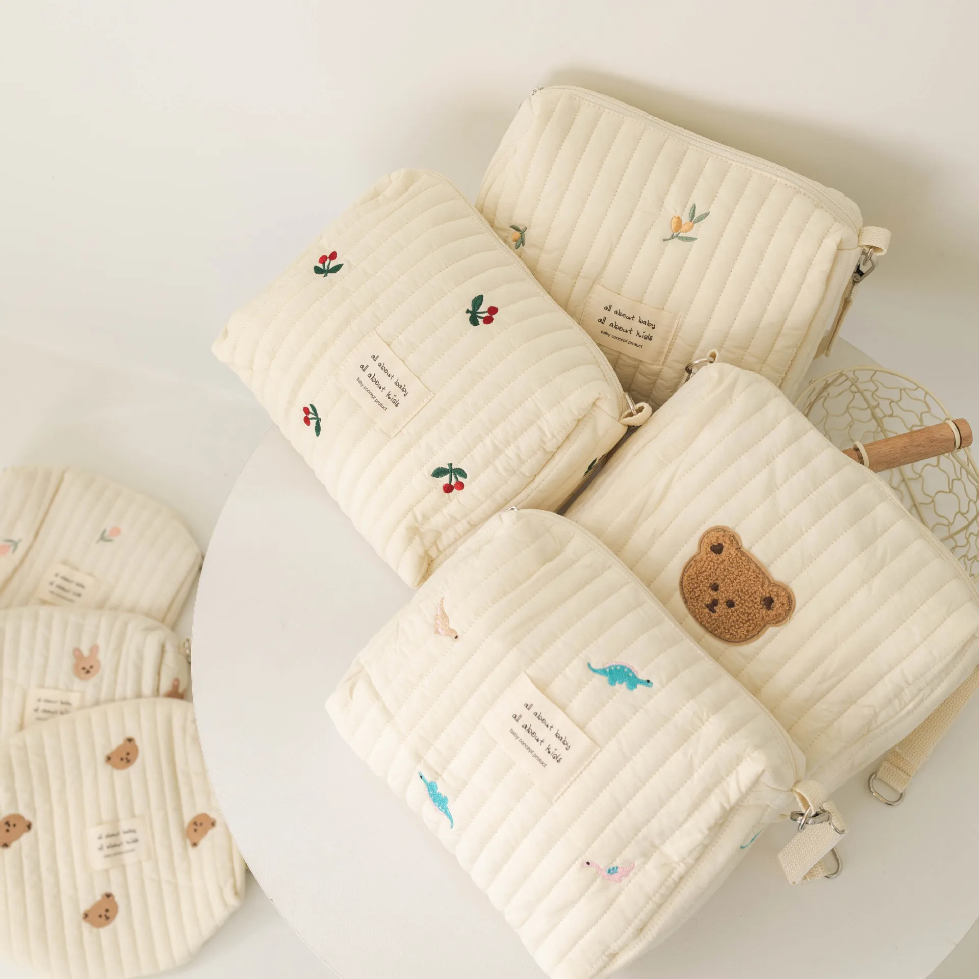 Korean Style New Zipper Embroidery Cotton Mommy Bag Baby
