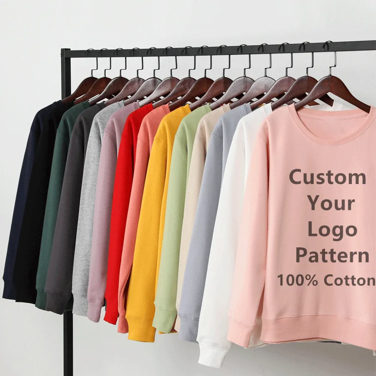 Wholesale Custom Premium Plain Sweater 100% Cotton Sweat Shirt Printed Graphic Embroidered Logo Pullover Men Crewneck Sweatshirt