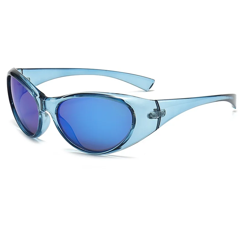 Y2K Wrap Around Fashion Sunglasses Logo Custom Green Oval Shades Sports Sun Glasses Aesthetic Eyewear for Women Men