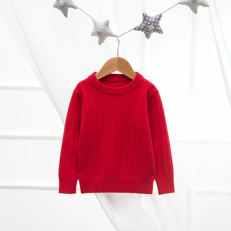 Sweater Kids Round Neck Children Sweaters Pullover Newest Style Knitwear 100%Cotton Rib Stitch Apparel in kids