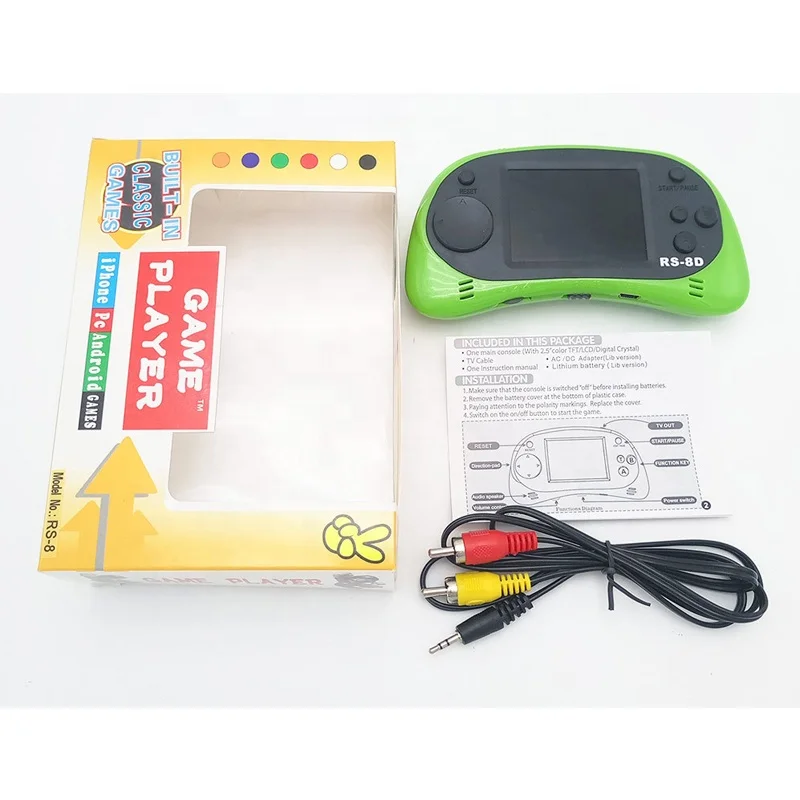 RS-8 Handheld Game Console for Kids Built in 260 Classic Old Video Games 2.5Lcd Retro Arcade Gaming Player TV out Birthday Gift