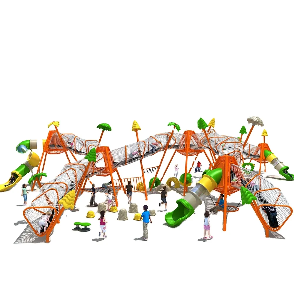 OK Playground Plastic Slide Climbing Net Playground for Kids Outdoor Equipments