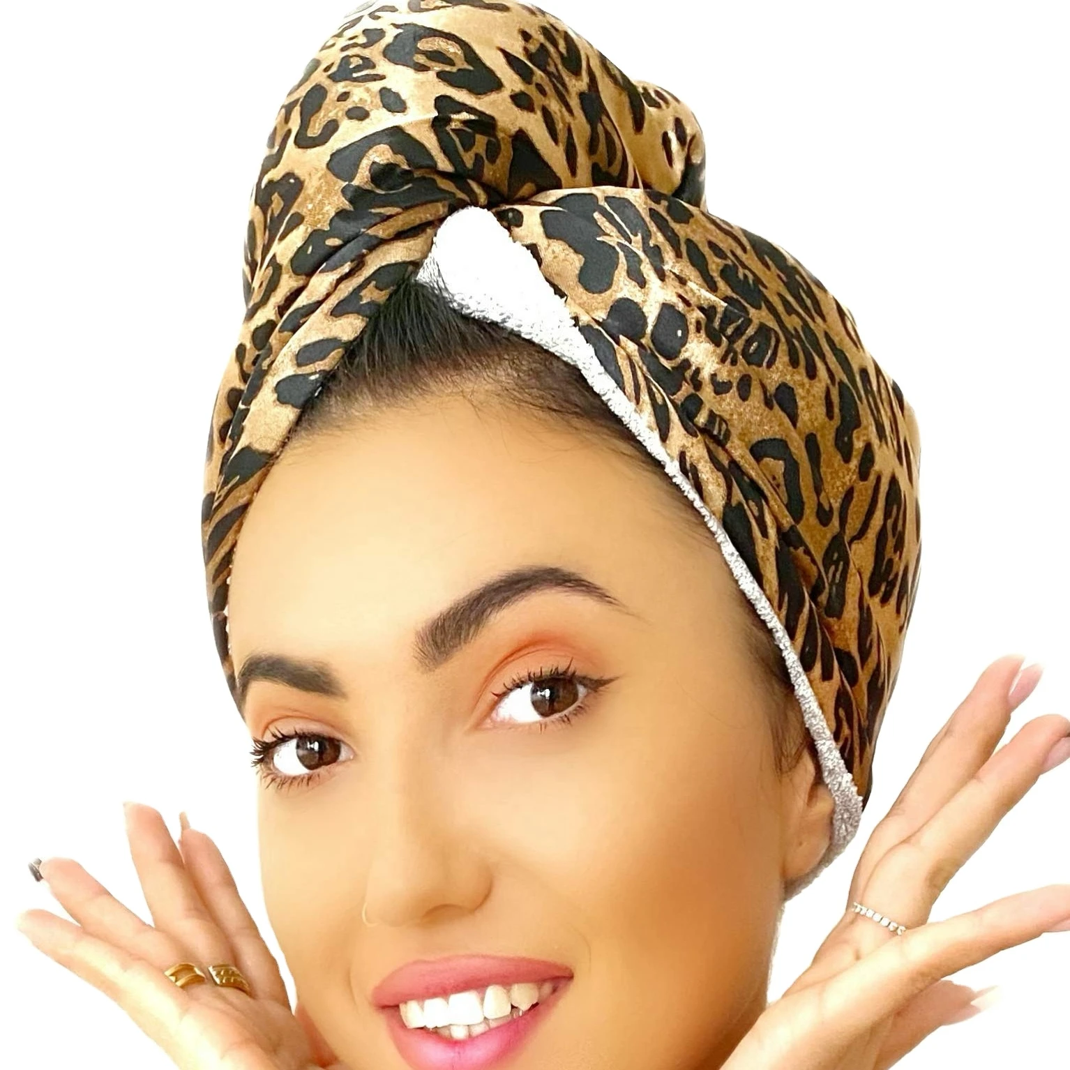 Oem/Odm Double Layers Hair Wraps Silk Satin Microfiber Drying Hair Turban Towel For Women