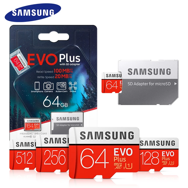  Оригинальная SAMSUNG micro EVO Plus TF-карта SD-карта 32 ГБ 64 128 оптовая продажа Samsung 256 512