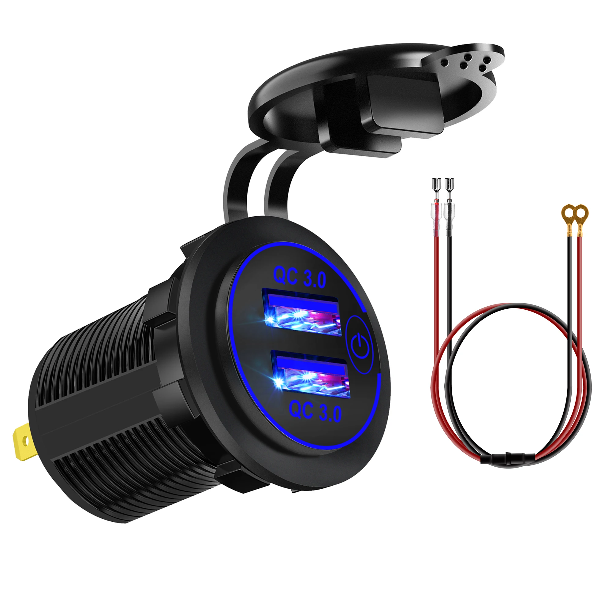 Автомобильное зарядное Usb-устройство с креплением для лодки, двойное автомобильное зарядное устройство Usb 3,0, адаптер быстрой зарядки с сенсорным выключателем