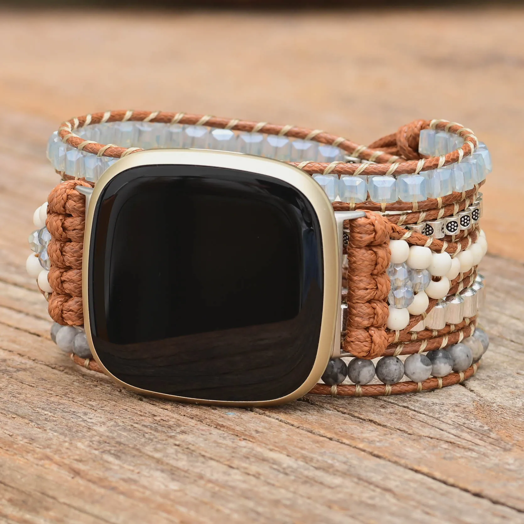 Handmade Beaded Replacement Watch Band for Fitbit Versa 3 2 1 Bohemian Style Retro Jewelry Bracelet Wristband 20mm 22mm