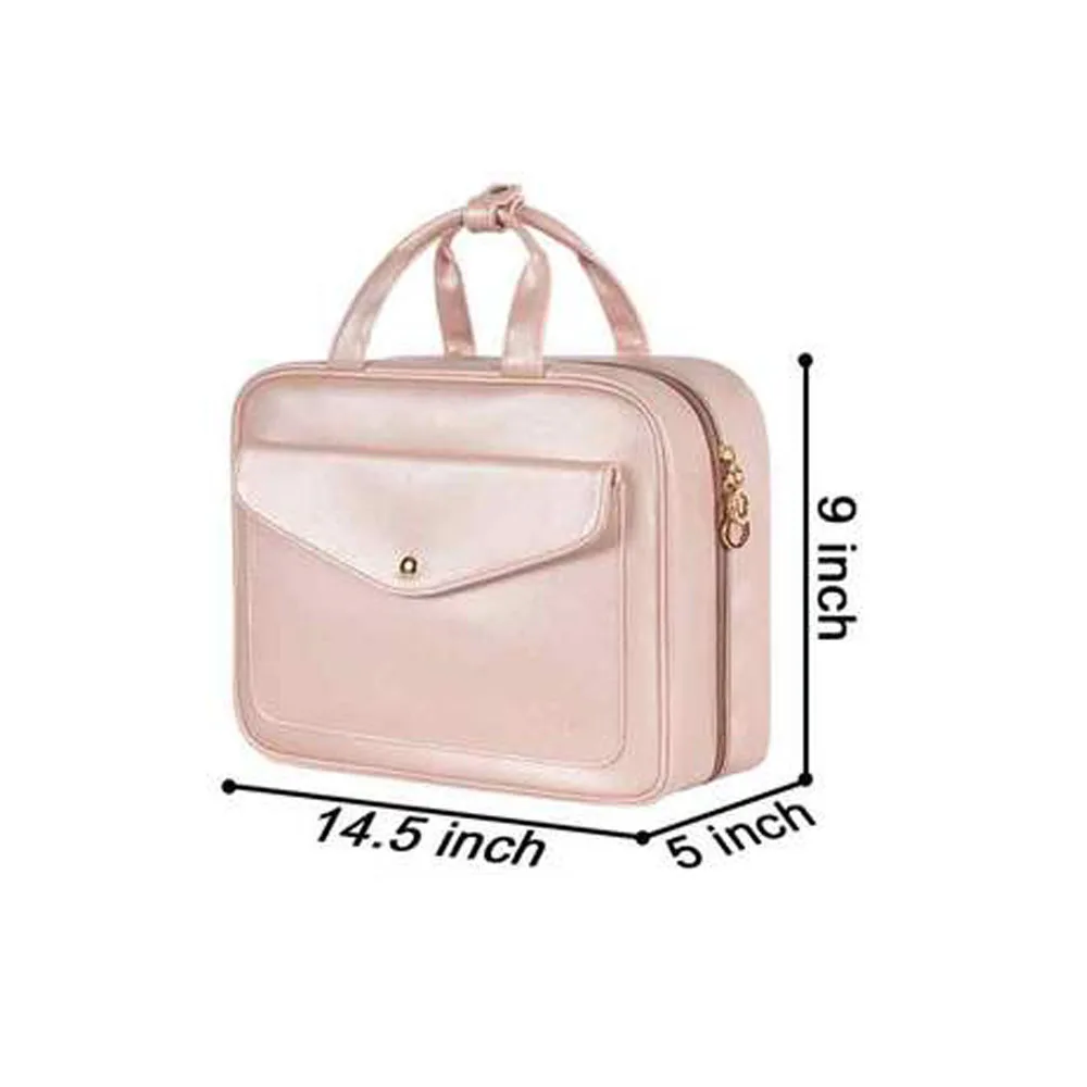portable brushes Organizer ladies Women hanging toiletry wash makeup case leather beauty Cosmetic travel bag