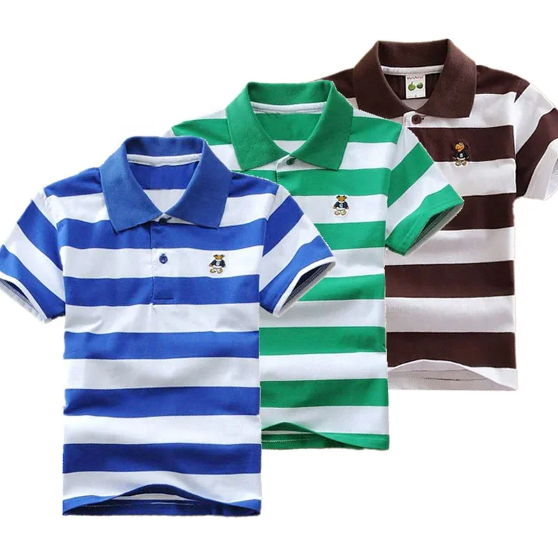 3 5 6 8 10 12 14 Year Old Teens Clothing School Children Uniform Striped T shirt Us Boys Tshirts Polo Shirts Kids Top and Shirts