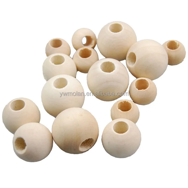 Round Natural Wood Loose Big Hole Beads 8mm 10mm 12mm 15mm 20mm 25mm 30mm 40mm 50mm for DIY Crafts Jewelry Bracelet Making