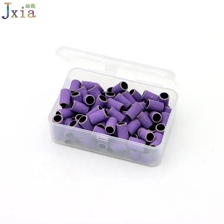 Jiexia Manicure Abrasive Sanding Ring 80 # 100#  120# 180# 240# Purple Nail Sanding Bands for Nail Drill Bits