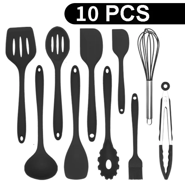11PC Kitchen Utensils, Silicone Heat-Resistant Non-Stick Kitchen Utensil Set Cooking Tools