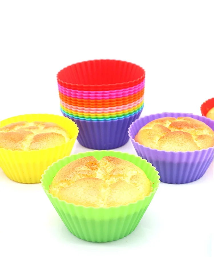 Amazon Colorful DIY Cake Reusable Non Stick BPA Free Cupcake Silicone Baking Tool Silicone Muffin Cups