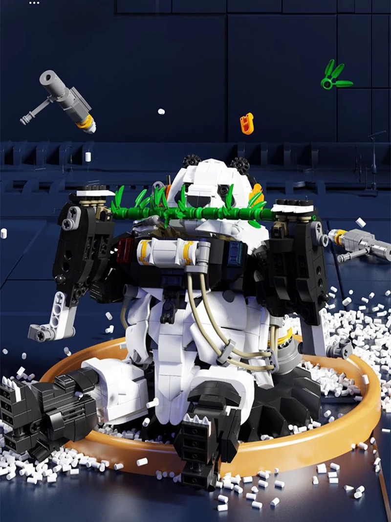 QIZHILE Robot SWAT Panda Building Blocks Animal Building Toy Bricks, 1348 Pieces police Panda Assembled Toy Animals Bricks