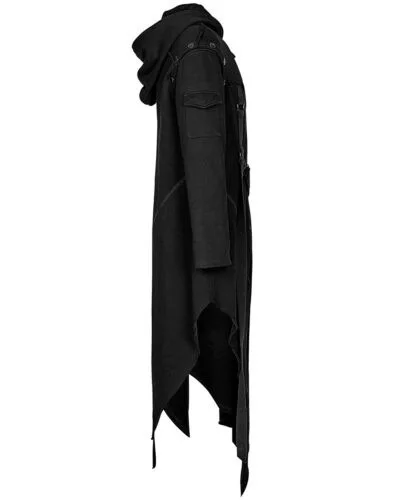 Vintage Gothic Steampunk Renaissance Man Jacket Medieval Autumn Hooded Zipper Coat Costume for Men Plus Size Black Strap Tuxedo