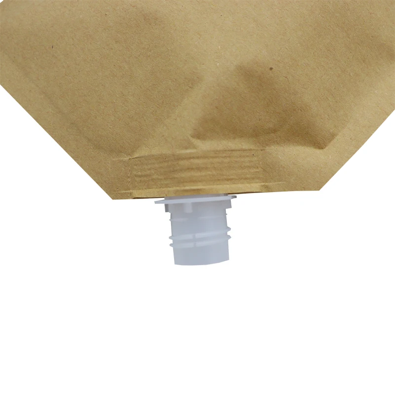 Eco friendly brown white black craft paper spout pouch kraft paper bag food grade biodegradable spouted pouches for liquid