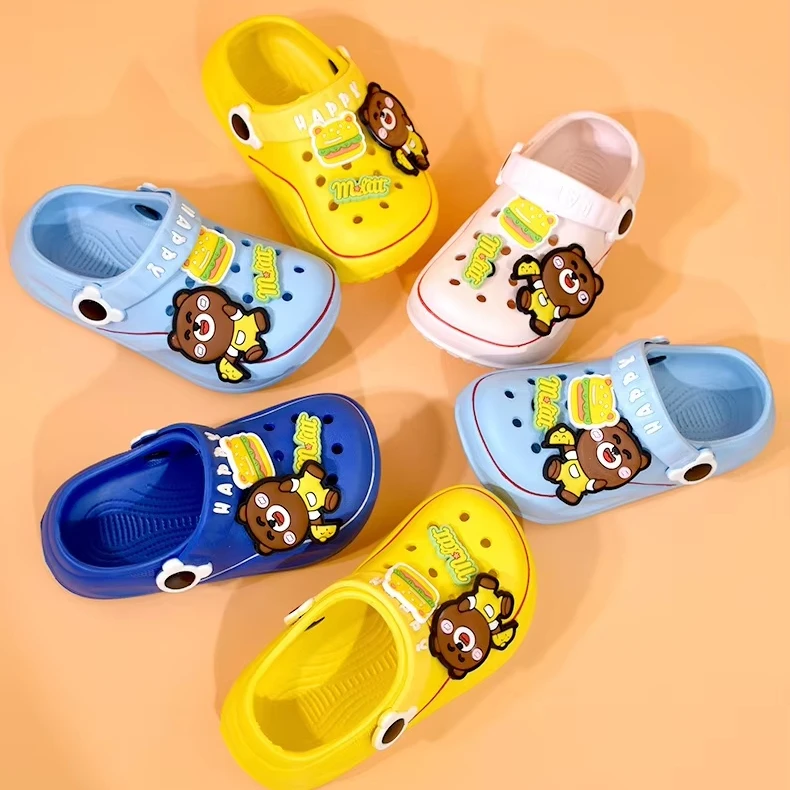 Cartoon Crocodile Open Toe Non-Slip Home Bathroom Shoes Baby Kids Flats Footwear Boy Shark Sandals Slides Slippers for baby