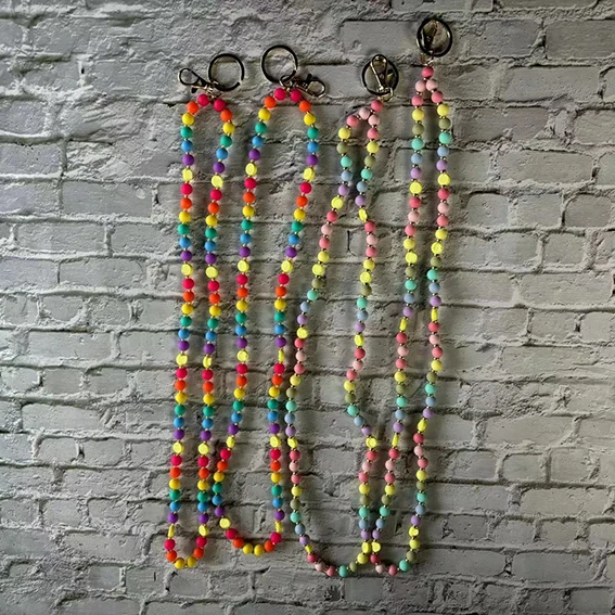 New Arrival Cartoon Beaded Keychain Necklace Cute Colorful Necklace Silicone Beaded For Girl Women Decoration Supplies