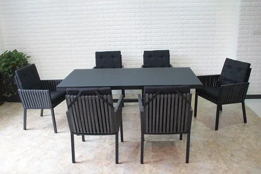 Новинка 2022, роскошный уличный садовый обеденный стол с алюминиевой рамкой в европейском стиле и стулья, мебель из ротанга