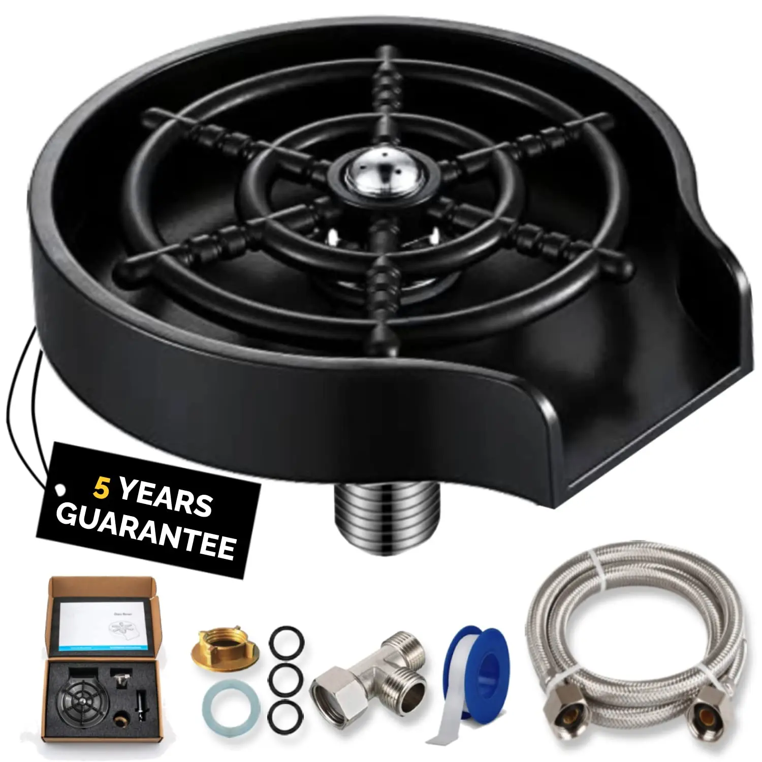 Home Kitchen Black High Pressure Rinser ABS plastic Sink Bottle Washer Glass Cup Rinser for Bar