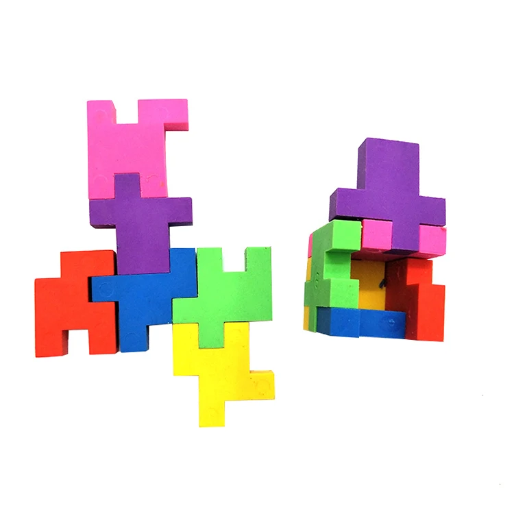 promotional puzzle cube eraser, cartoon colorful children gift creative DIY puzzle eraser