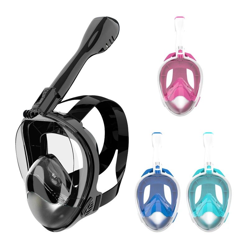 Dry Diving Swimming Free To Breathing 180 Wide View Anti Leak Full Face Snorkel Mask Portable  Go Pro Camera Diving Scuba