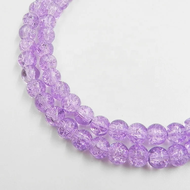 Wholesale Mixed Color Chinese Cracked Glass Crystal Beads Loose 6mm 8mm 10mm Crackle Beads for Jewelry Making with Custom Hole