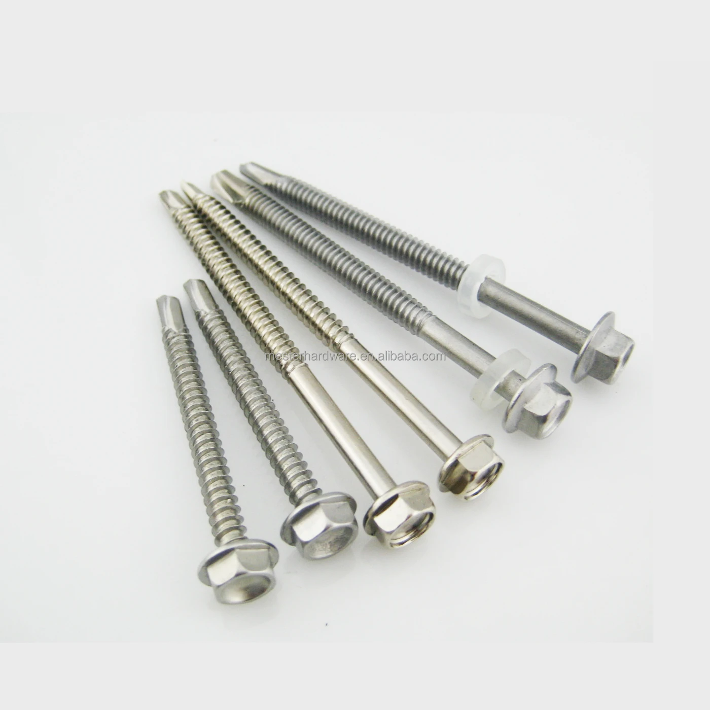 #10 x 1-1/2 Hex Washer Head Metal Roofing Screws Type 17, Self Tapping Wood Screws with EPDM Washer