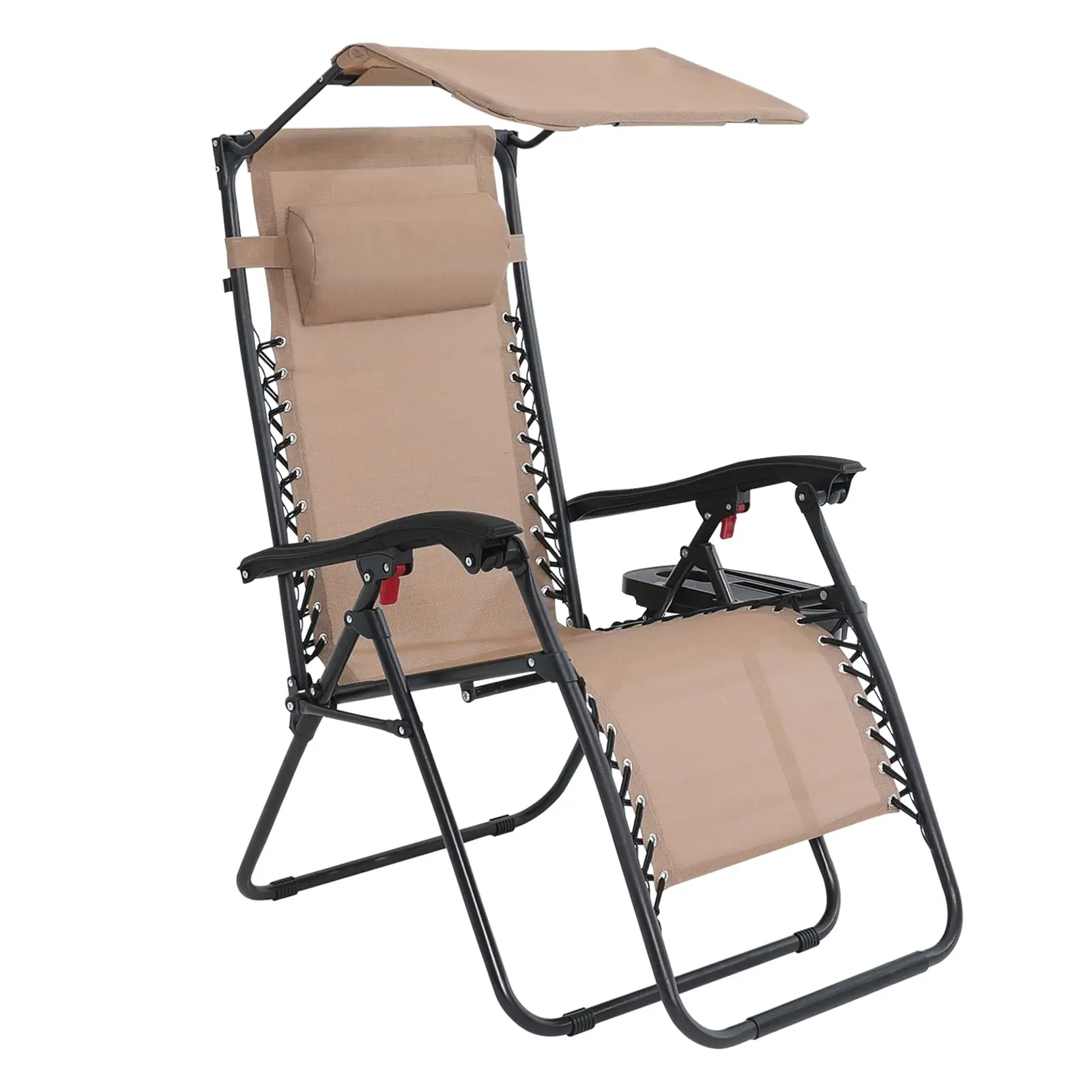 Fashion Design Luxury Adjustable Recliner Zero Gravity Tanning Chair Beach Sunshade Leisure Folding Sun Lounger with Canopy