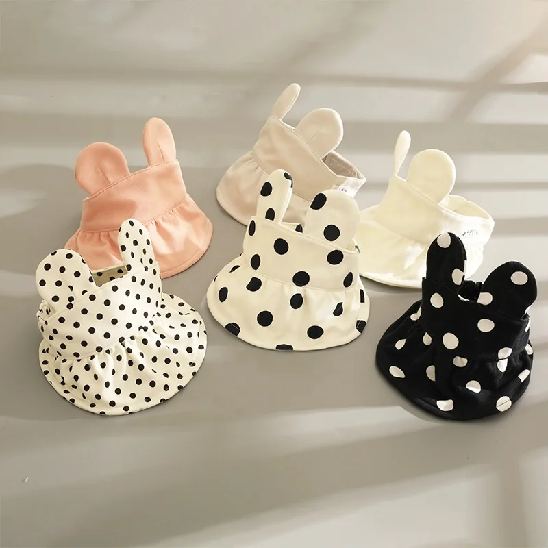 2022 Мода; Детские шапки и шляпы; Сезон лето Дети Ясельного возраста УФ шляпа для детей» кроличьими ушками пальто в горошек пляжная мальчиков девочек на открытом воздухе Регулируемый