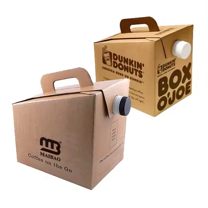 custom Beverage hot cold drink server share coffee paper carrier coffee BIB dispenser Wine Juice Water Liquid Bag In Box