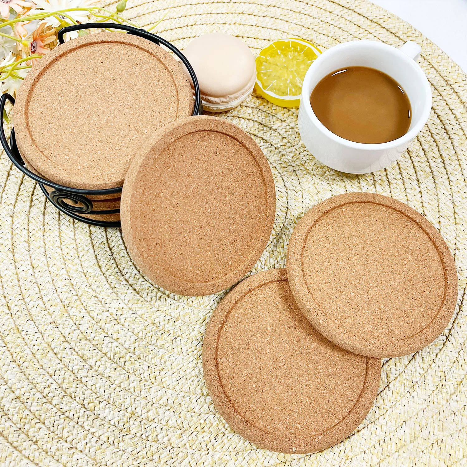 Hot sale coffee cup coaster teacup mop anti-scalding wooden cup mat handmade Fluted wooden coasters