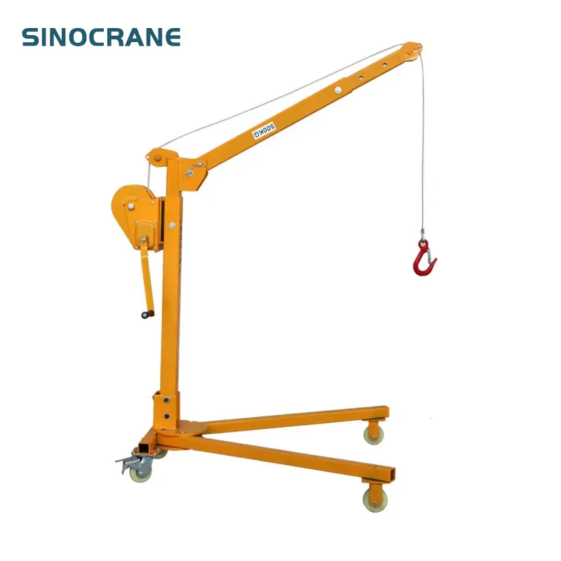 Mobile Portable 200kg Folding Hoist Manual Lifting Car Crane Hand Crank Small Floor Crane Lifting Machine Loading Outdoor Hand